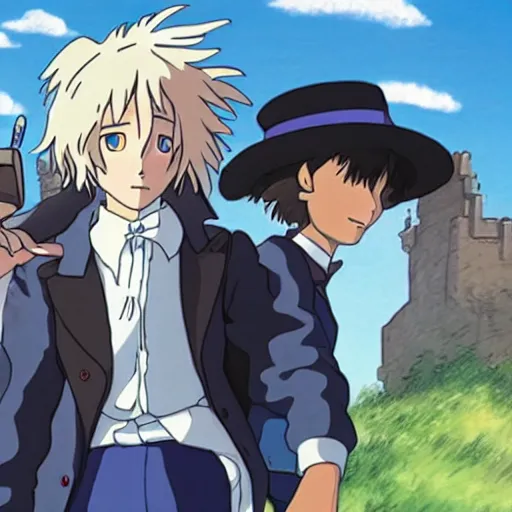 Prompt: howl's moving castle got pulled over by the cops