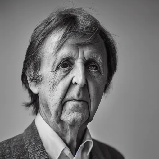 Image similar to old paul mccartney singer at age 9 0 years old, color ( sony a 7 r iv, symmetric balance, polarizing filter, photolab, lightroom, 4 k, dolby vision, photography award ), vogue, perfect face