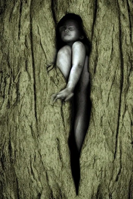 Image similar to negative shape of a human in trunk of a tree