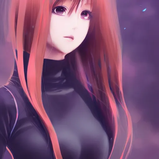 Image similar to beautiful anime girl body, tight clothing and attractive features, sharp focus, digital art, art by WLOP