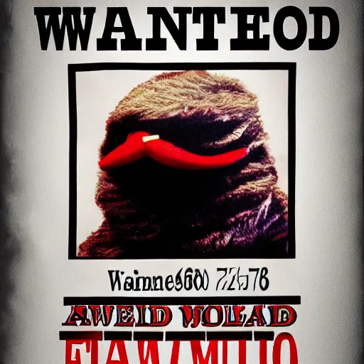 Prompt: wanted poster of Taliban Elmo