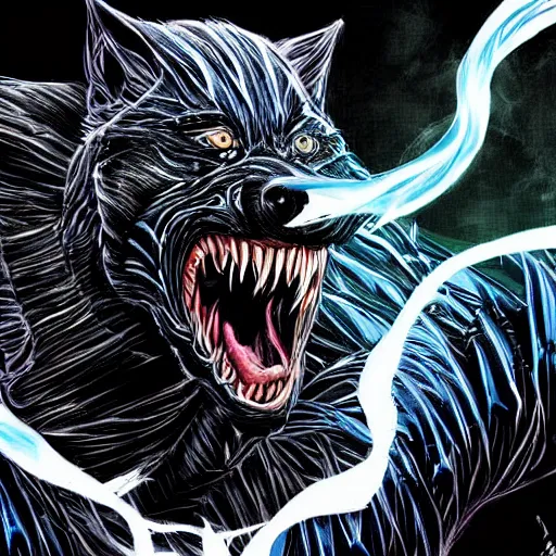 Prompt: a man being infected by the venom symbiote transforming him into a husky, digital art, marvel comics, detailed, HD