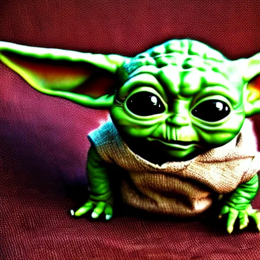 Image similar to real life Grogu, Baby Yoda, cute!!!, adorable!!!, ultra realistic!!!, golden hour, sharp focus