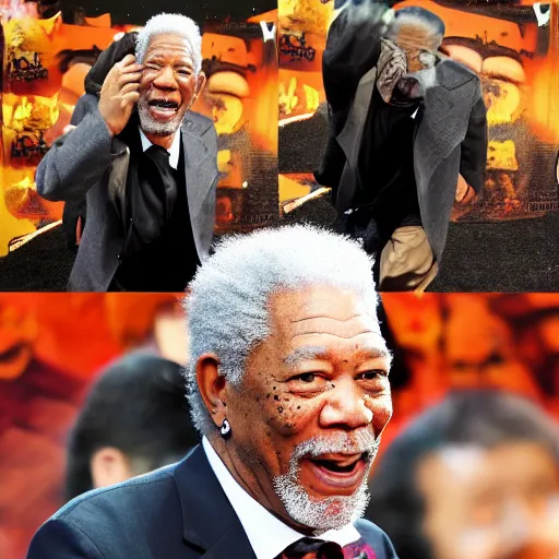 Image similar to morgan freeman powers up to super saiyan