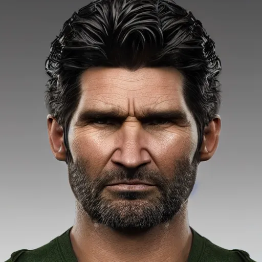 Prompt: detailed 3d render of the incredible hulks face, eric bana, lifelike textures and realistic hair, extreme close detail, high resolution, fine character detail