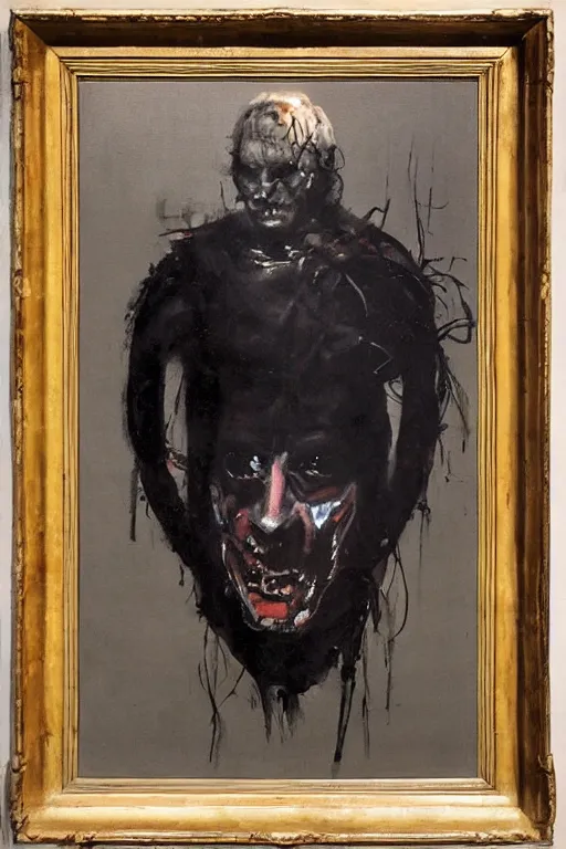 Prompt: menacing portrait of medici emerging from the dark void, figure in the darkness, painted by John Singer Sargant, Adrian Ghenie, Francis Bacon,