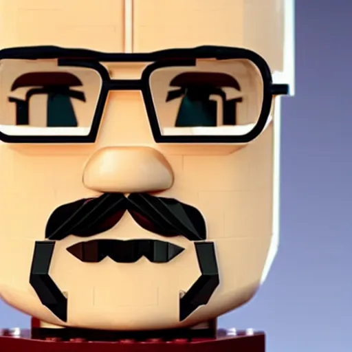 Prompt: a lego version of walter white, realistic, 8 k
