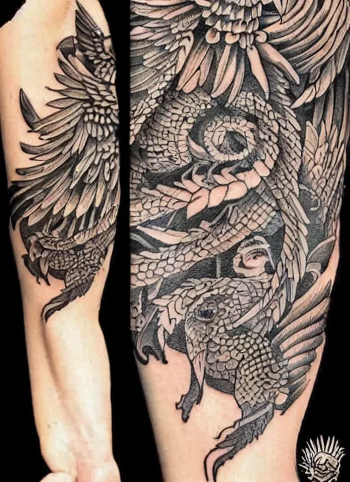 phoenix and dragon tattoo sleeve