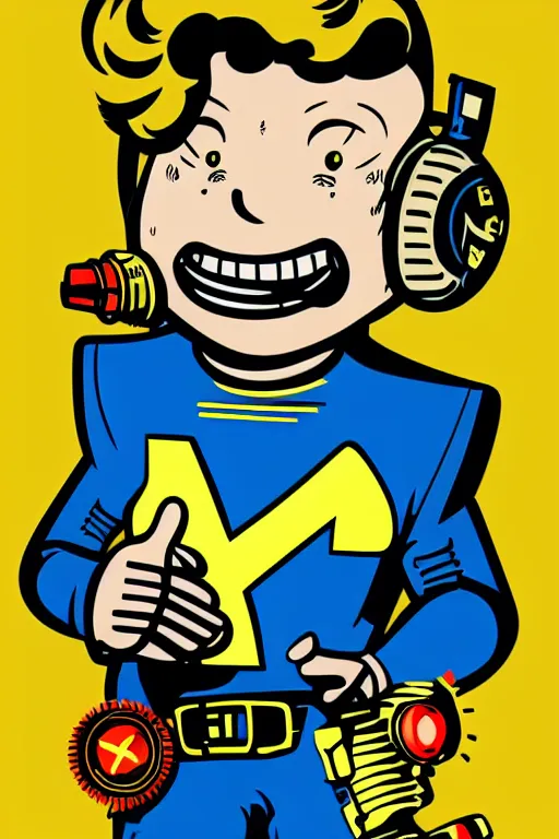 Image similar to fallout 7 6 retro futurist illustration art by butcher billy, sticker, colorful, illustration, highly detailed, simple, smooth and clean vector curves, no jagged lines, vector art, smooth andy warhol style