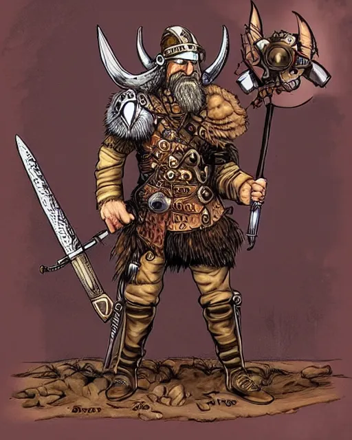 Prompt: steampunk viking warrior