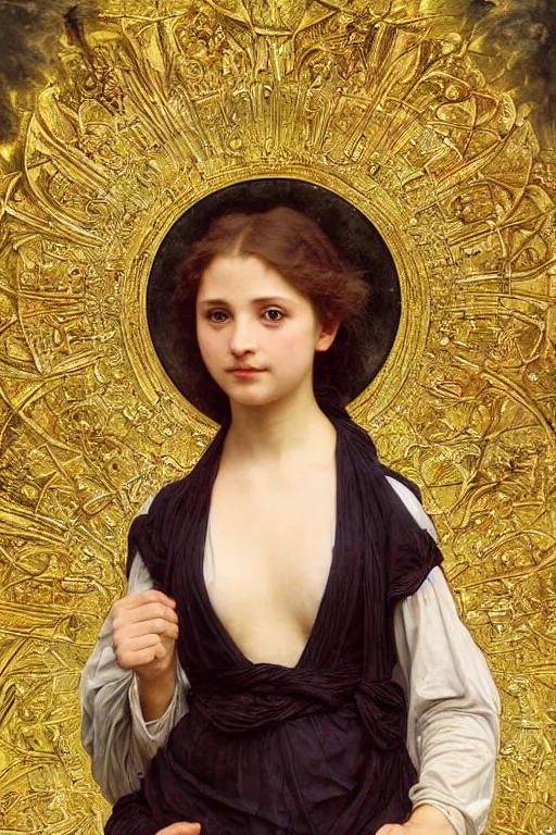 Image similar to hyperrealist highly detailed english medieval portrait of high fashion archangel wrapped in ferrofluid liquid, Art by William Adolphe Bouguereau,, Art by William Adolphe Bouguereau,, by Annie Swynnerton and Tino Rodriguez and Maxfield Parrish, elaborately costumed, rich color, dramatic cinematic lighting, extremely detailed, radiating atomic neon corals, concept art pascal blanche dramatic studio lighting 8k wide angle shallow depth of field, Art by William Adolphe Bouguereau, extreme detailed and hyperrealistic