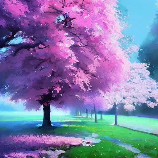 Image similar to Beautiful cherry-tree, digital art, magnificent, painting, soft lighting by Patrick Faulwatter, Andrée Wallin, Sylvain Sarrailh