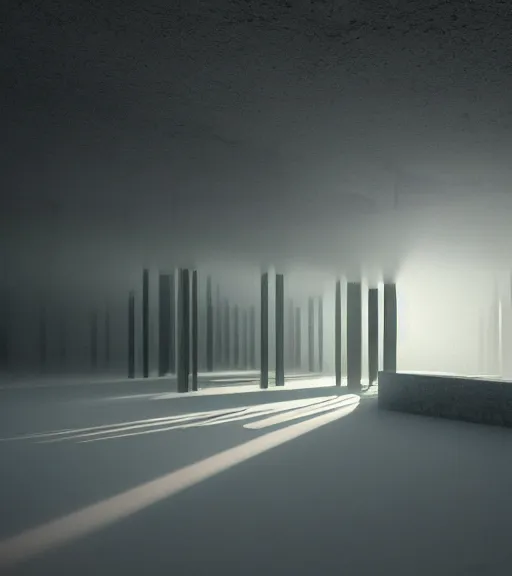 Image similar to the symmetric green cross lights in the artic, volumetric lighting, fog, majestic light, octane render, beauty fog, ethereal glare of the sun, hyperrealistic, epic, masterpiece, by peter zumthor