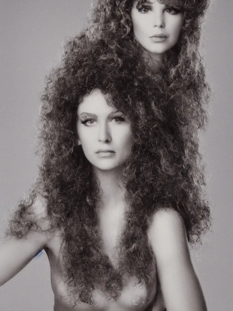 Image similar to 1980's Glamour Shots portrait photo of Medusa