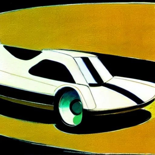 Image similar to concept art of a tiny being driven, painted by syd mead, high quality