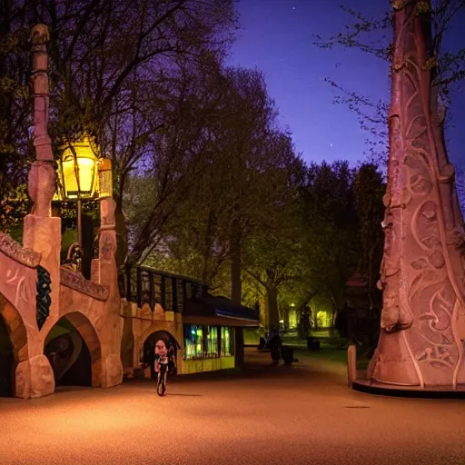 Image similar to Efteling entrance by night, dark, mysterious street photography