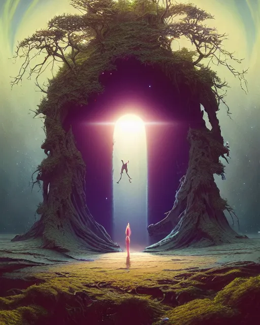 Prompt: highly detailed surreal vfx portrait of a sacred portal into a black hole of dreams, stephen bliss, unreal engine, greg rutkowski, loish, rhads, beeple, makoto shinkai and lois van baarle, ilya kuvshinov, rossdraws, tom bagshaw, alphonse mucha, global illumination, detailed and intricate environment