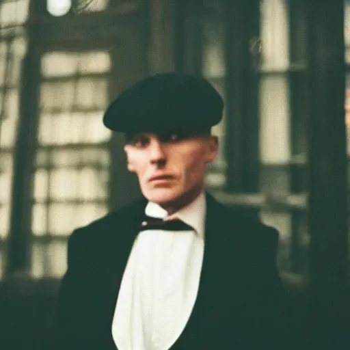 Prompt: peaky blinders main character accidentally photographed, accidental photo portra 8 0 0 in the 9 0 s