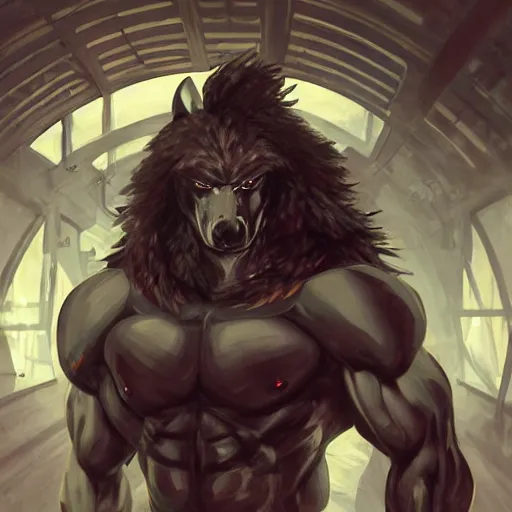 Prompt: splash art of a hyper - muscular black - coated anthropomorphic horse character in a research facility wearing a combat kevlar outfit, long hair, exaggerated muscles, highly detailed, furry, furaffinity, digital painting, artstation, sharp focus, illustration, art by artgerm, greg rutkowski, alphonse mucha