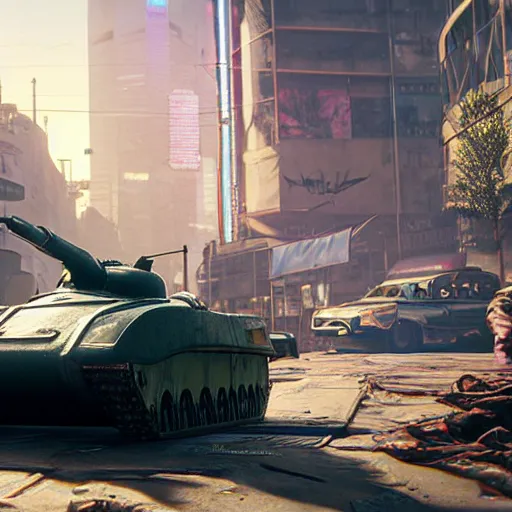 Prompt: maus tank in cyberpunk 2077