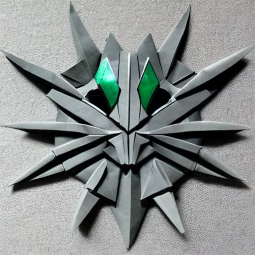 Image similar to mandalorian origami, highly detailed