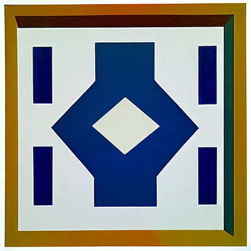 Prompt: dream by kazimir malevitch symmetrical geometrical suprematism minimalism oil on glass