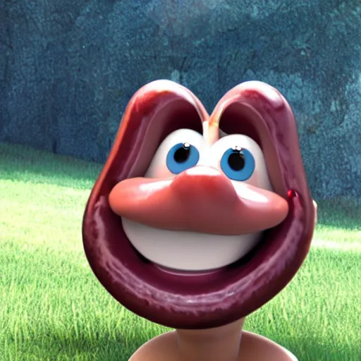 Image similar to photorealistic smile funny sausage