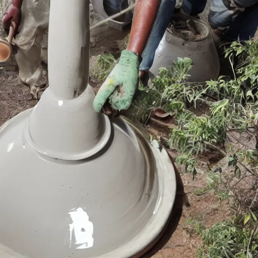 Image similar to a ceramic still distilling eucalyptus into a liquid, infrastructure