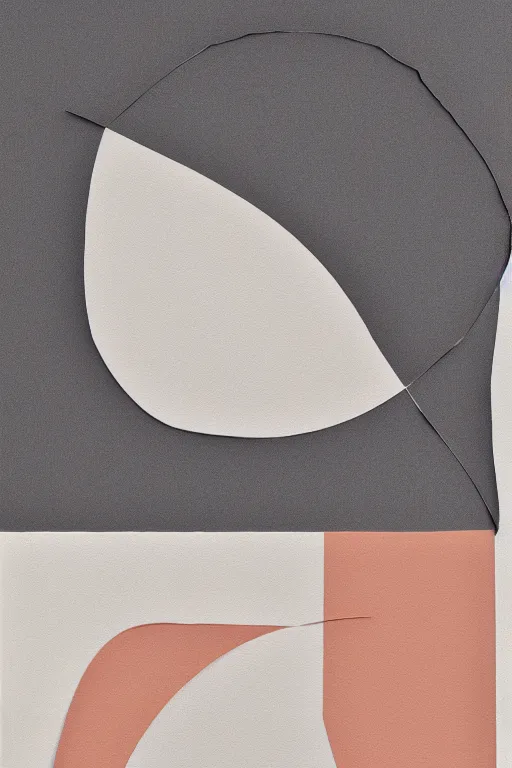 Prompt: abstract minimalist organic shape paper cut flat collage with line in the style of Matisse in muted sepia Colors on crisp white copy paper with negative space , ultra-hd , modern art style, renderman