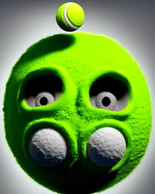 Image similar to highly detailed vfx portrait of a character of a tennis ball monster stephen bliss, chalk, unrealengine, basil gogos