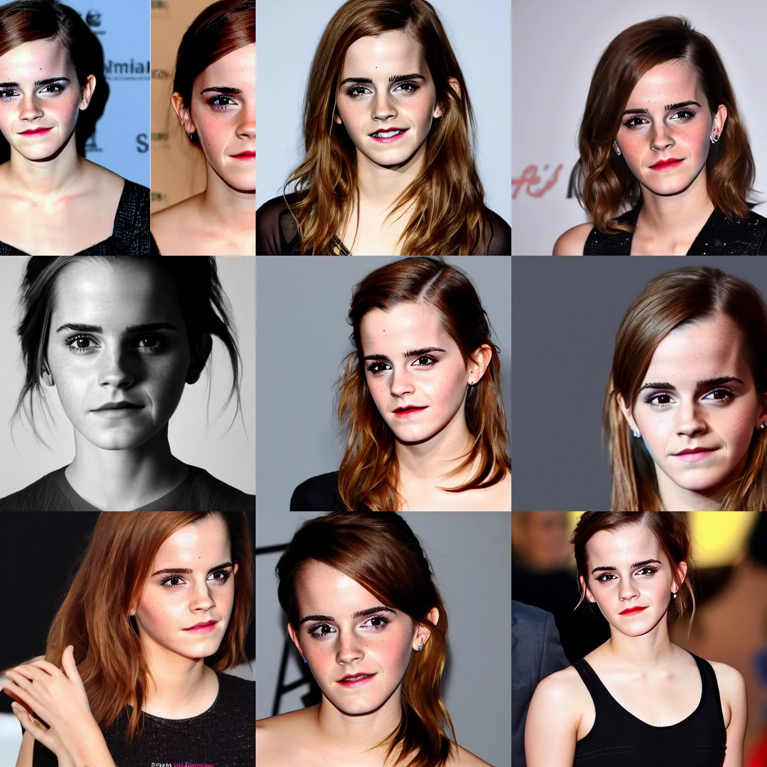 Prompt: emma watson without pupils, her eyes are glowing, dark room