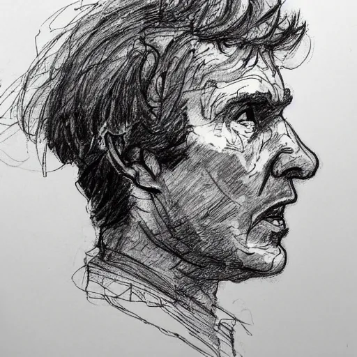 Image similar to a realistic yet scraggly portrait sketch of the side profile of a stern and sophisticated jerma 9 8 5, trending on artstation, intricate details, in the style of frank auerbach, in the style of sergio aragones, in the style of martin ansin, in the style of david aja, in the style of mattias adolfsson