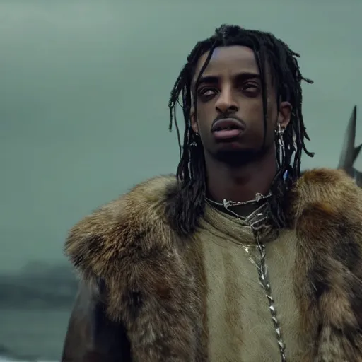 Image similar to playboi carti in vikings 4 k the detailed super realistic