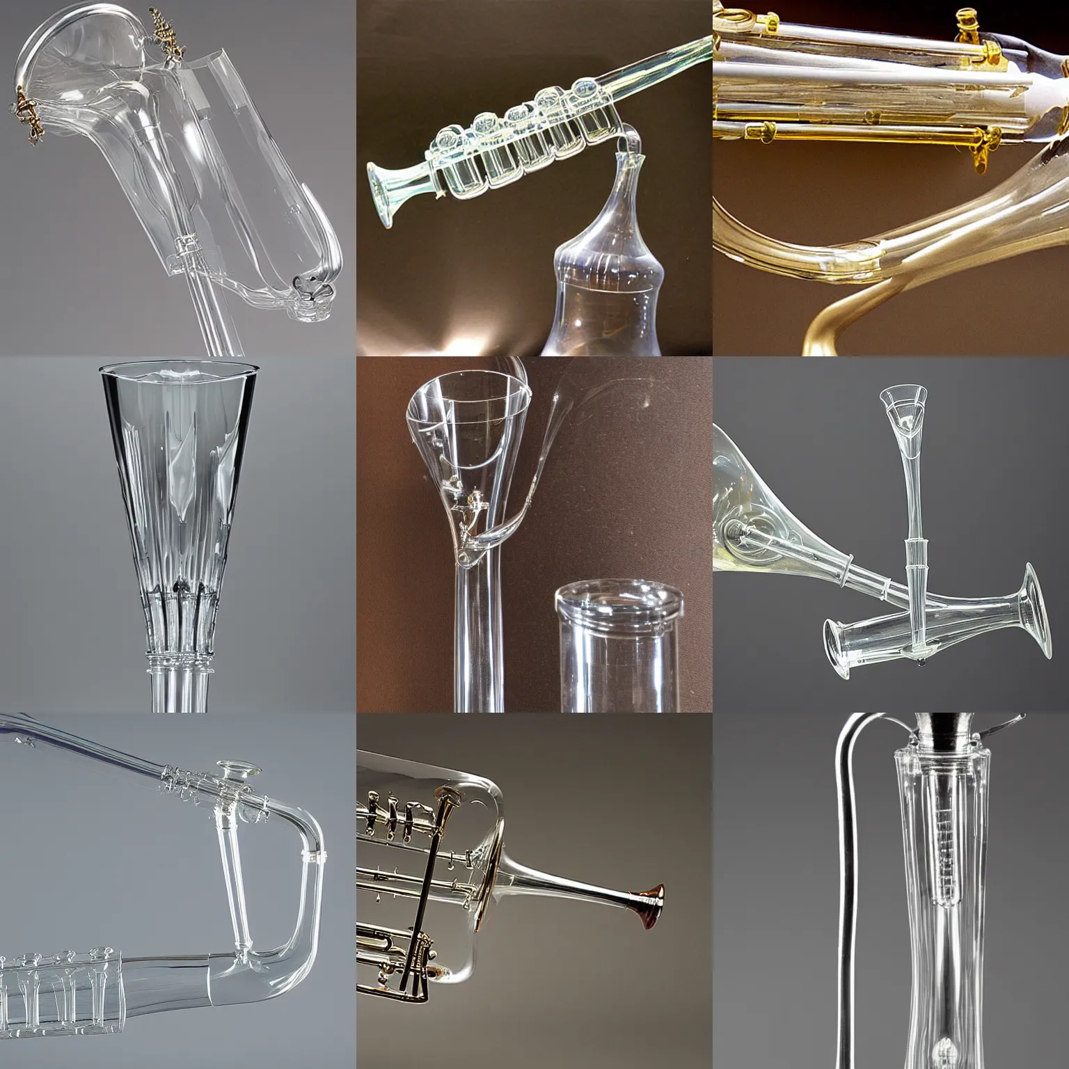 a clear glass trumpet, high detail Stable Diffusion OpenArt
