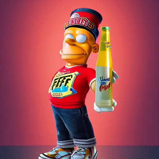 Image similar to Duff beer, marketing, product design, vivid colors, elegant, concept art, sharp focus, digital art, Hyper-realistic, 4K, Unreal Engine, Highly Detailed, HD, Dramatic Lighting by Brom, golden hour, trending on Artstation