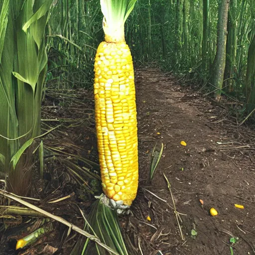 Image similar to giant corn on the cob, caught on nighttime trail cam footage