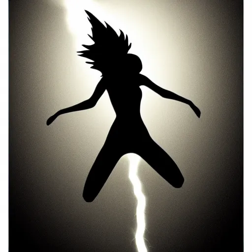 Prompt: a simple figure jumping, casting a soft shadow behind a sci - fi poster - like lightning strikes, minimalistic art, beautiful, textured, baroque elements, trending on artstation, minimalism