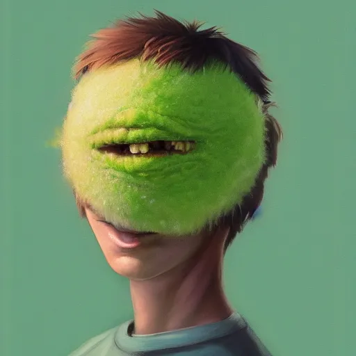 Image similar to highly detailed vfx portrait of a character of a tennis ball monster stephen bliss, chalk, unrealengine, greg rutkowski, loish, rhads, beeple, chalk, makoto shinkai and lois van baarle, ilya kuvshinov, rossdraws, tom bagshaw, basil gogos