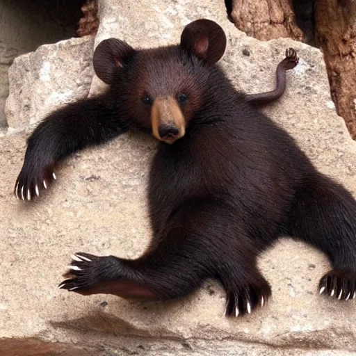 Image similar to a bear dreaming about being a mouse