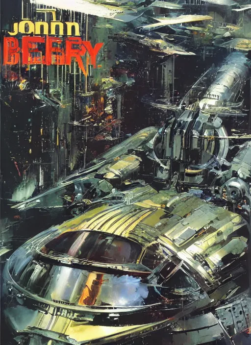 Prompt: spacious bg. simple. masterpiece book cover illustration by the great famous sci - fi artist john berkey.