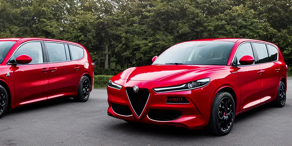 Image similar to 2022 Alfa Romeo Minivan, red