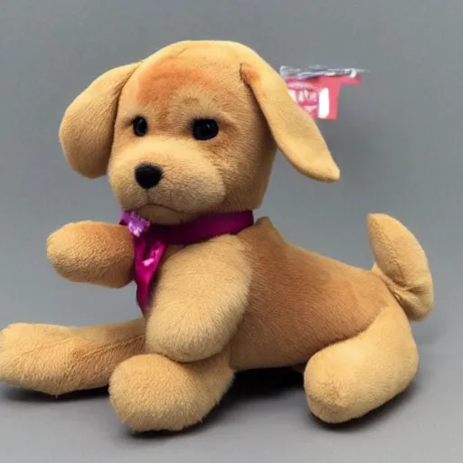 Image similar to a happy golden retriever puppyplush doll, 8 k