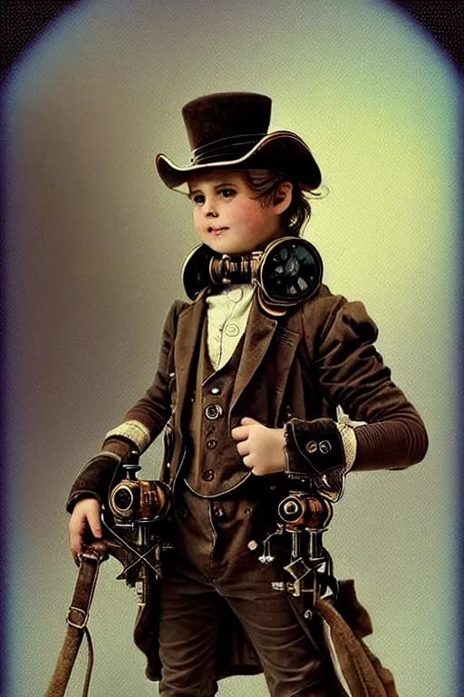 Prompt: ( ( ( ( ( 2 5 0 s retro future 1 0 year boy old super scientest in steampunk space pirate mechanics costume full portrait. muted colors. ) ) ) ) ) by jean - baptiste monge!!!!!!!!!!!!!!!!!!!!!!!!!!!!!!