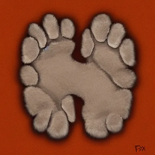 Image similar to fox paw, underside, fluffy, paw pads, pawprints, 4 k digital art