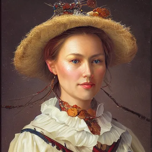 Image similar to portrait of a frisian woman ( 3 5 ) from magna frisia, fryslan, an oil painting by ross tran and thomas kincade