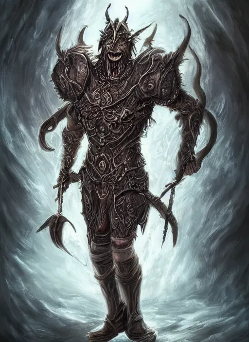 Image similar to a higly detailed airbrush full body shot portrait painting of a fantasy demonic character, fantasy portrait, pinterest, baldur's gate, dynamic lighting, ambient lighting, deviantart, dndbeyond, dnd character portrait