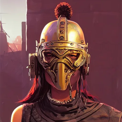 Image similar to cyberpunk viking helmet mask warrior goddess robot ninja fantasy, art gta 5 cover, official fanart behance hd artstation by jesper ejsing, by rhads, makoto shinkai and lois van baarle, ilya kuvshinov, ossdraws