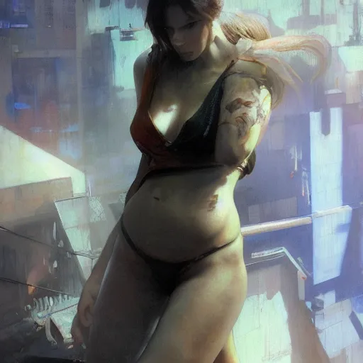 Prompt: tiffa lockhart, hyperrealistic full figure, bladerunner street alley, art of elysium by frank frazetta and by jeremy mann and by alphonse mucha, fantasy art, photo realistic, dynamic lighting, artstation, full figure poster, volumetric lighting, very detailed face, 4 k, award winning