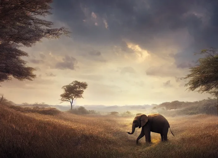 Prompt: a full head photoshot, detailed photograph of a dreaming elephant in a distance landscape, photorealism ultradetailed digital art, irina french, heraldo ortega, mandy jurgens, golden ratio, art canvas, award winning, masterpiece trending on artstation 8 k 1 5 0 mpx, hasselblade wide shot