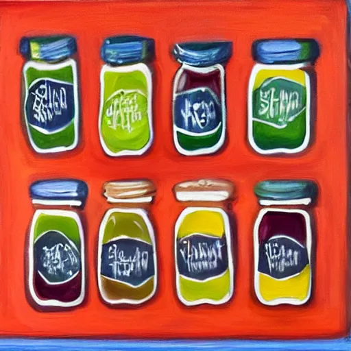 Prompt: A vision of the future, condiments on canvas, by the beneficiaries of the housing market, using colors outside the visible spectrum, vivid contempt, highly detailed, shockingly simplistic